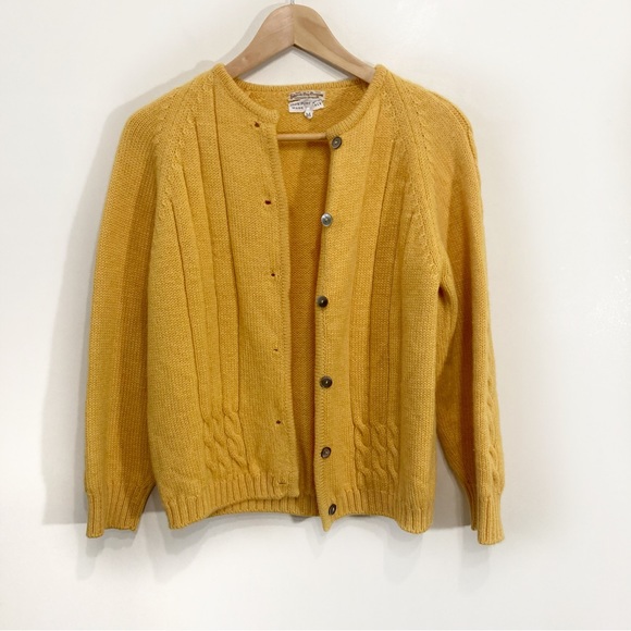 Hudsons Bay Company Sweaters - SOLD     Vntg Hudsons Bay 100% Pure Virgin Wool Mustard Yellow Knit Cardigan